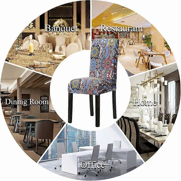 Stretch Stolsöverdrag Set om 6 Matsalsstolsöverdrag Universal Tvättbara Moderna Överdrag Stolsöverdrag för Matsal Inredning Restaurang Hotell Bukett, Etn