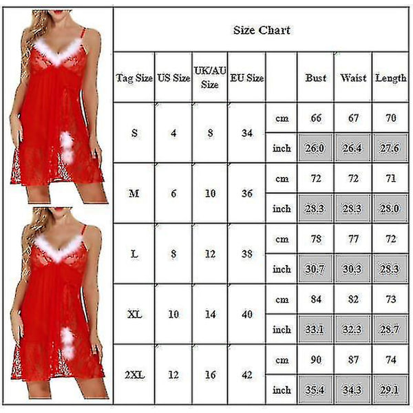 Christmas Lady Sexy Lace Nightwear Erotic Sleepwear Yöpaita M
