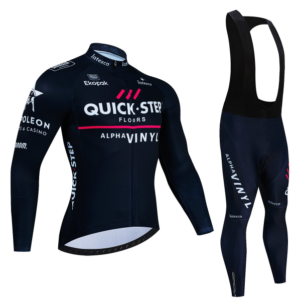 Quick·Step Winter Thermal Fleece Cykeltrøjesæt Maillot Ropa Ciclismo Hold Warm MTB Bike Wear Cykeltøj Cykelsæt Gray Asian Size -XXL
