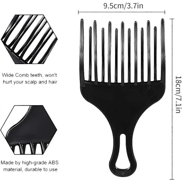 1 Stycken Afro-kam, Plast Bredtandad Afro-kam, Lockig Hårkam, för Styling och Utrassling av Trassligt Hår (Svart)