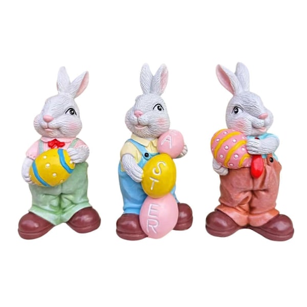 3 stk. Påskeharepynt Hare Egg Figur til Hjem Feehage Plen