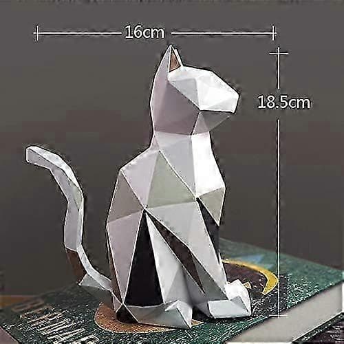 Katt Skulptur Statue Geometrisk Figur Dekor Polyresin Kunst Gave