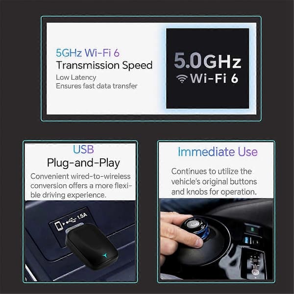 Bil Trådlös Carplay & Android Auto Box 2in1 Kabelansluten till Trådlös Dongel Plug & Play Mini AI Box Android AU
