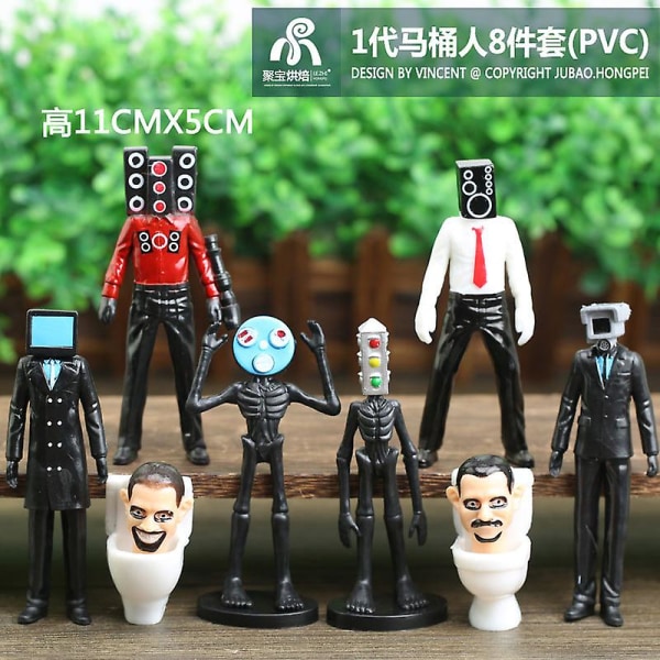 Skibidi Toilet Action Figur Legetøj Anime Dukke Model Legetøj Skrivebord Ornament Børn Soveværelse Indretning Samling Drenge Piger Fødselsdagsgave 8pcs set