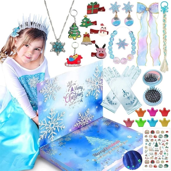 Jule-adventskalender 24 Nedtællingskalender Juleblindæske Unicorn Is og sne smykker Juleferie gavelegetøj til piger Xmas Gift 2
