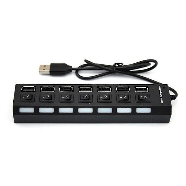 Usb Hub Extender 7 Port Hub Sort og Hvid med Switch Lys Hub 7 Port Docking Station 5 Stykker
