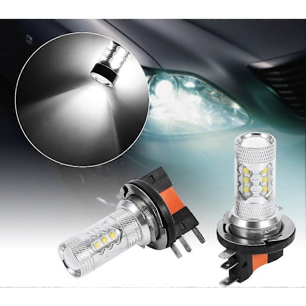 For h15 led H15 80w LED pære, 2 stk. 80W H15 LED vinklede hvide pærer til kørelys lampe billys