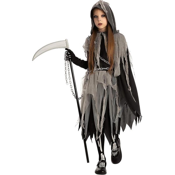 Pelottava Grim Reaper Girl -asu Lasten Halloween-asu 2023 Uusi tulokas A Height 115-130cm