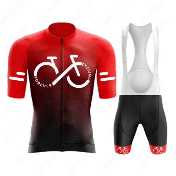 Set 2023 Kesä Ropa Ciclismo Miesten Polkupyörän Pyöräilyvaatteet Gradienttiväri Maastopyöräpaita Urheilupuku A1 XS