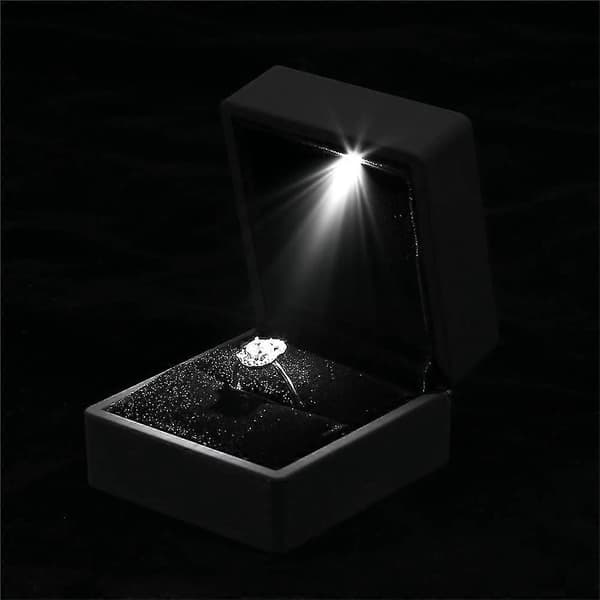 LED-belyst ringboks for ørepynt, ring, gaveeske, bryllupsring, smykker