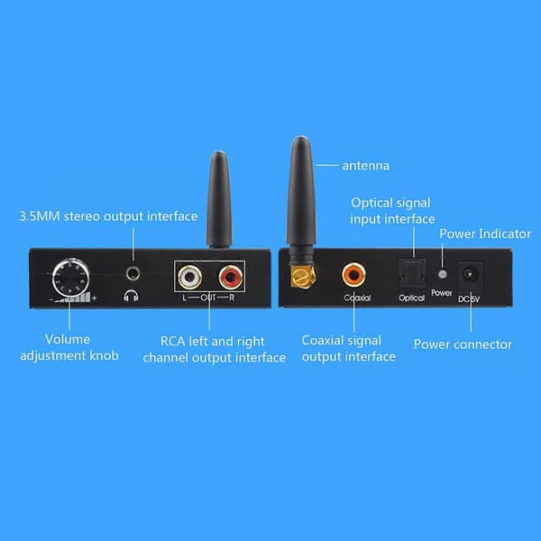 3.5MM Jack Koaksial Optisk Fiber Digital Til Analog Lyd Rca L/R Lyddekoder