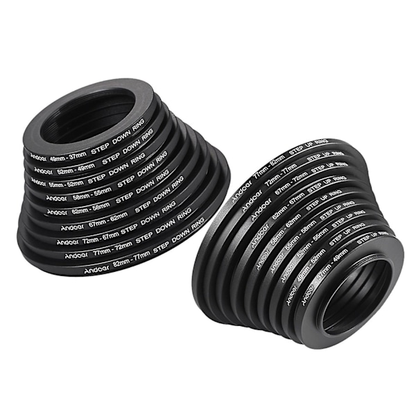 Andoer 18st 37-49-52-55-58-62-67-72-77-82mm Step Up / Step Down Objektiv Filter Metall Adapter Ring Kit