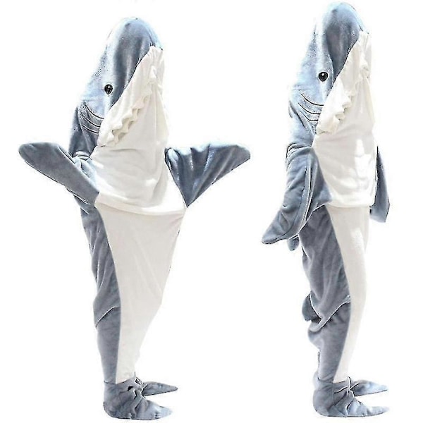 Guoguo Hajfilt Hoodie för Vuxna Haj Onesie Bärbar Filt Supermjuk Mysig Flanell Haj Sovsäck