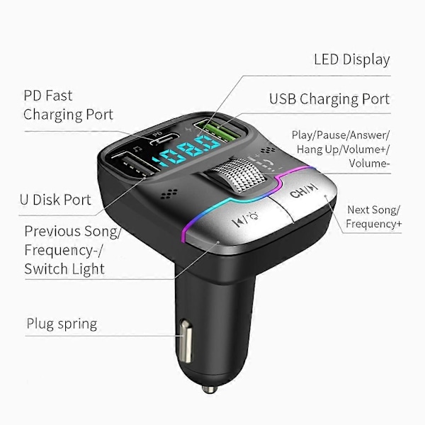 Trådlös Bluetooth-kompatibel 5.3 Handsfree AUX Bilstereo Musikmottagare Adapter