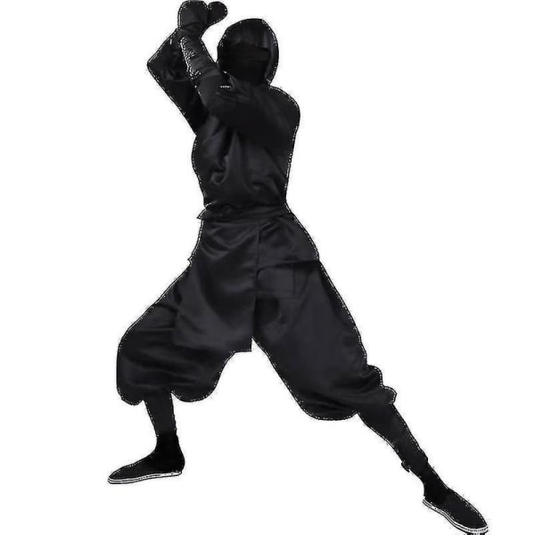 Halloween-kostyme Japansk mannlig svart ninja-kostyme XXL