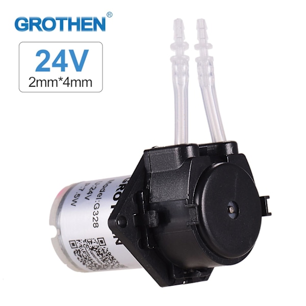 GROTHEN DC 24V Doseringspumpe Peristaltisk Pumpe Mini Vann Væskepumpe Peristaltisk Slangehode Selvprimende
