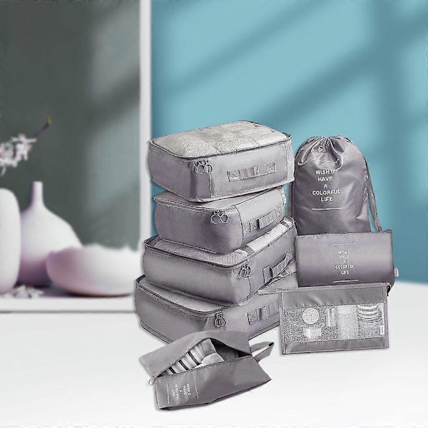 8 st/set Packningskuber Klädsortering grå