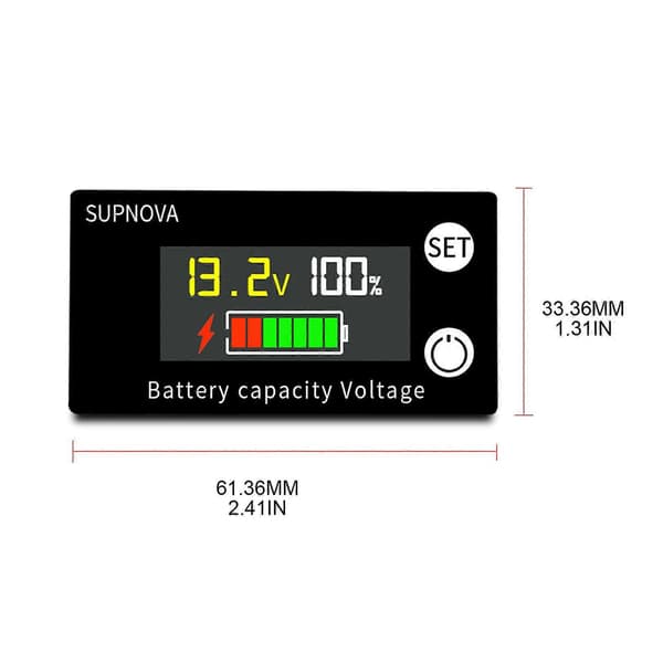 LCD Batterikapasitetsmonitor Måler Blybatteri Statusindikator Litiumbatteri Kapasitetstester Voltmeter