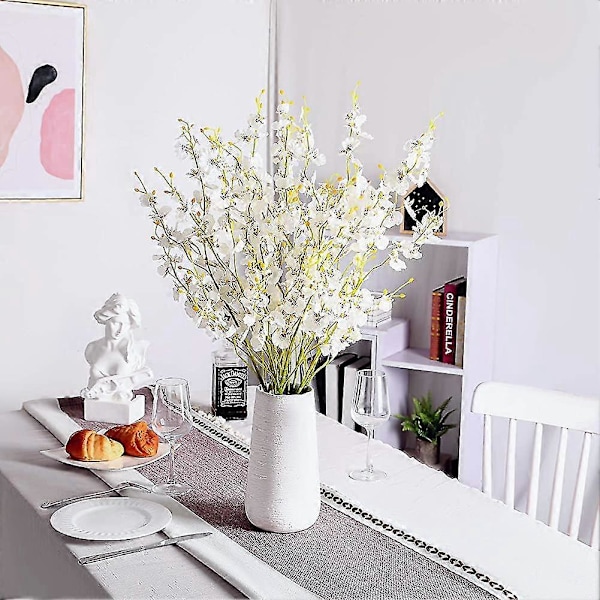 10 Stycken Långskaftade Konstgjorda Orkidéblommor, 97 cm Falsk Siden Dansande Dam
