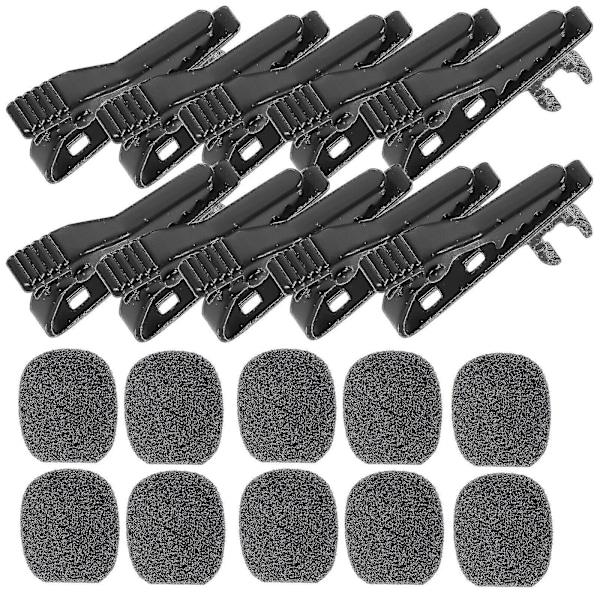 10 stk. Mikrofon Revers Nåleclips Universal Mini Revers Lavalier Mikrofon Mic Clip Jernclips med 10 stk. Betræk
