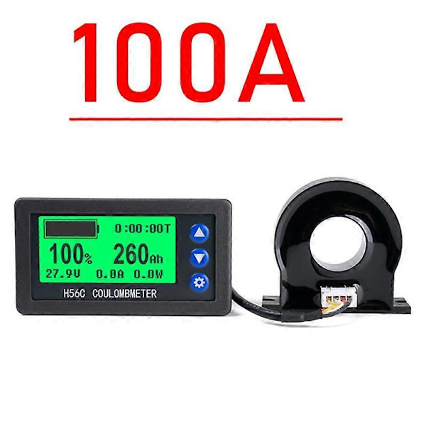 Batteri Monitor Hall Coulomb Meter DC 8-100V Lifepo4 Bly-syre Li-Ion Lithium Kapacitet Strøm Display