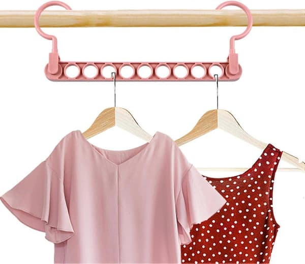 2-pack Rosa Garderobsorganisatör och Förvaring Plastgalgar
