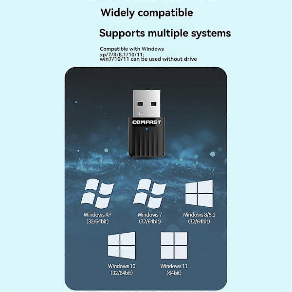 811AC V3 USB WiFi-adapter 650 Mbps Hög Hastighet 2.4+5Ghz