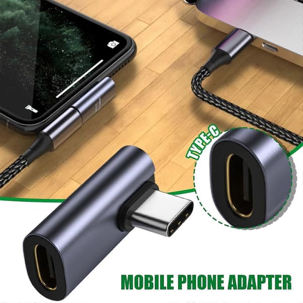 90 USB-C Hann-Hunn Adapter Data Rettvinklet Konverter