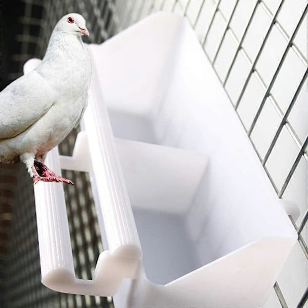 Fuglefoderhus Bur Indendørs Udendørs Fuglefoderhus Fuglevander Bur Fuglefoderhus Plast Papegøje Mad Vandskål til Papegøjer Duer Hvid 2 Stykker