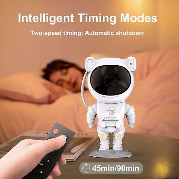 Galaxy Stjernehimmelprojektor med Timer, Astronaut Stjernehimmelprojeksjonslampe, Nattlys for Voksne Barn, med Fjernkontroll 120X113X228mm