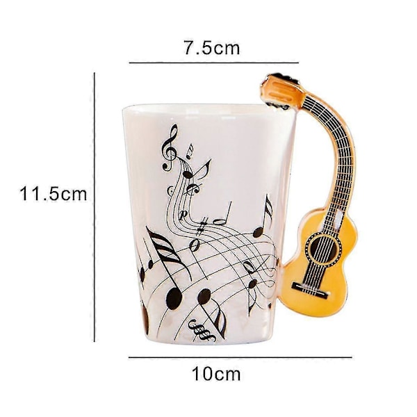 Gitarrhandtag Keramisk Mugg Free Spectrum Kaffe Mjölk Te Kopp Musikinstrument Musikstil Gitarr