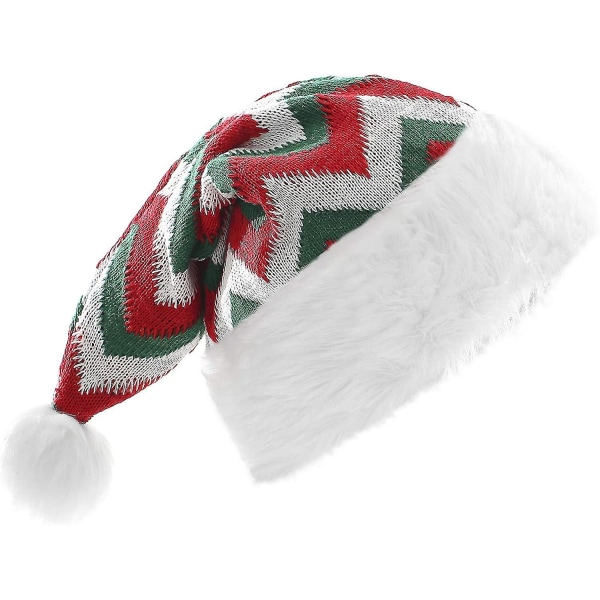 Neulo joulupukin hattu, jouluhattu aikuisille, unisex valkoinen Comfort Pehmo paksut joulujuhlatarvikkeet