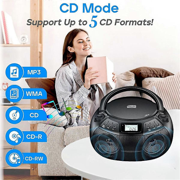 CD-spiller Multifunksjonell Bærbar Bluetooth CD-spiller Radio EU-plugg