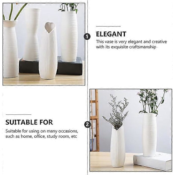 Vit Keramisk Randig Vas: Lantlig Vas Fransk Planteringskruka Hög Blomkruka Blomsterarrangemang Flaskhållare för Bröllop Heminredning