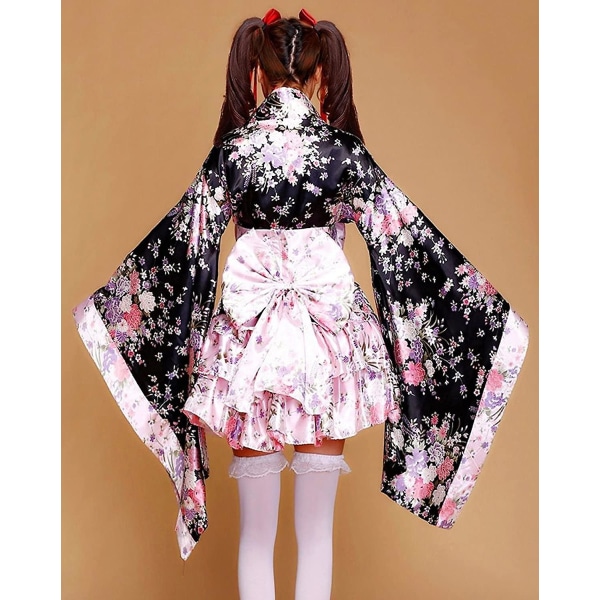 Anime Cosplay Lolita Halloween Fancy Dress Japansk Kimono Kostyme XL