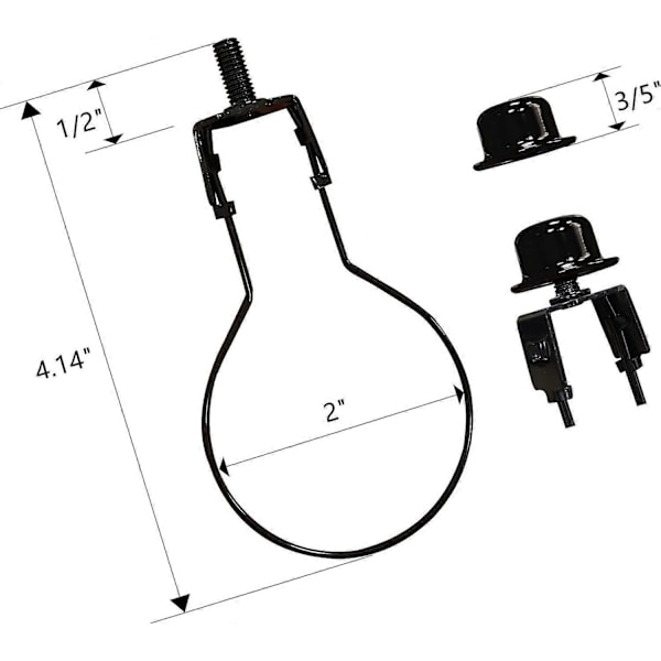 Skærm Harpe Base Adapter Kit - Inkluderer Trim og Skærm Niveller til at Holde Skærm Hardware på Plads Fjederklemme til Pære - 2 Pakke (Sort)