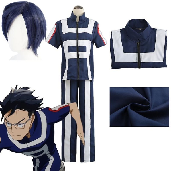 Anime My Hero Academia Iida Tenya Todoroki Shoto Cosplay Gym Outfit Toppar Byxor Peruk Halloween Carnival Party Kostymer Costumes with wigs M