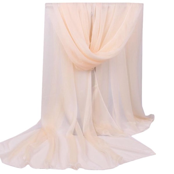 Kvinnor lång chiffong halsduk mjuk sjal hals wrap silke halsdukar solid stole Beige