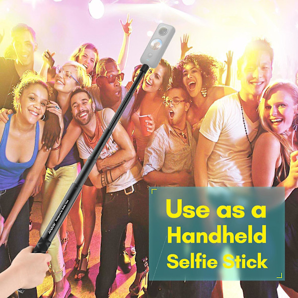 Andoer Usynlig Selfie-Stang 1/4 Tommers Skrue 28cm-110cm Justerbar Lengde for Insta360 ONE X2/X3/ EV