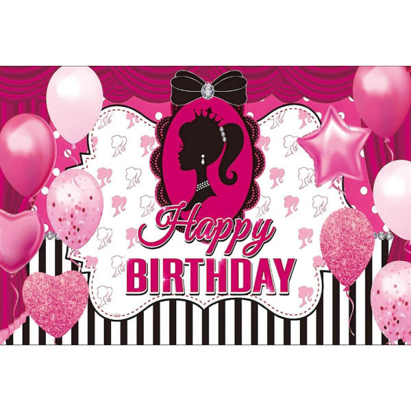 Barbie Fødselsdag Baggrundsbanner Festbanner Værelsesvæg Dekoration Fotorekvisitter Babyshower Baggrund Søde Baggrunde Børn Piger Gave 150X210cm 12