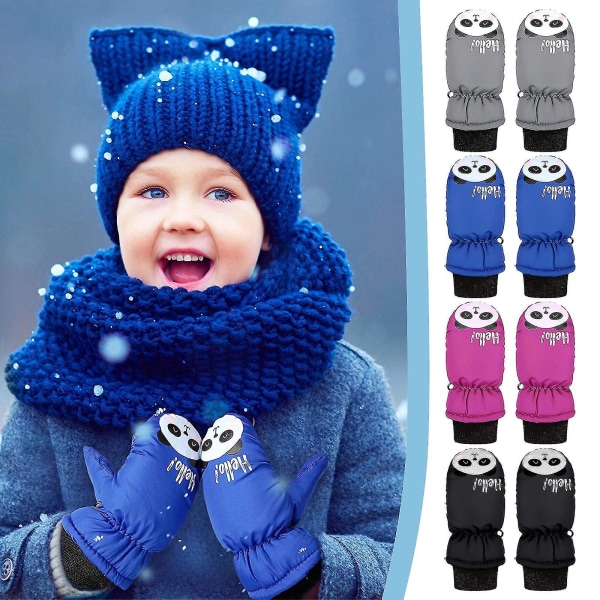1 par vinter utomhushandskar för barn Toddler Barn Baby Pojkar Flickor Skidhandskar Vattentät Sport Snövantar Black