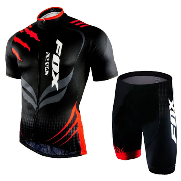 Maillot Cyclisme 2023 Oranssi Pyöräilypaita Set Miesten FOX RIDE RACING Polkupyöräily Lyhythihaiset Vaatteet Mtb Pyöräilyasut Vaatteet 8 M