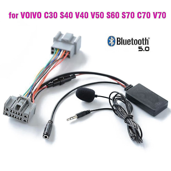 Auton Bluetooth 5.0 Langaton Puhelinsoitto Handsfree Aux-liitäntä Volvo C30 S40 V40 V50 S60 S70 C70 V70 Xc70 S80 Xc90:lle Mikrofonilla