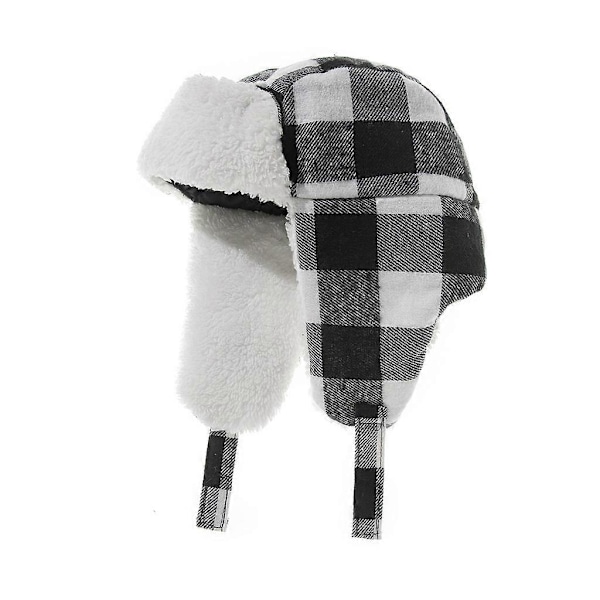 Vinter Varm Baby Rutmönster Öronlapp Hatt Handskar Set Mjuk Bomull Lei Feng Mössor Vante Kit för Barn Flickor Pojkar