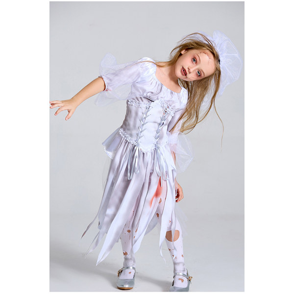 Halloween horror korsett grå vampyr brud maskerade cosplay zombie dress girl L