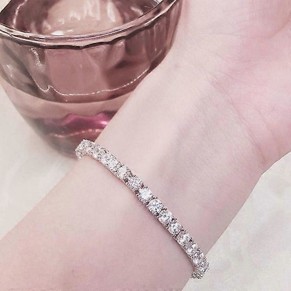 Guldpläterat 3mm Cubic Zirconia Klassiskt Tennisarmband | Guldarmband för Kvinnor