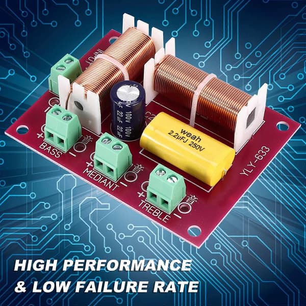 2 stk. 200W 3-vejs Audio Højttaler Delefilter Diskant + Mellemregister + Bas Delefilter Højttalere Filter Frekvens