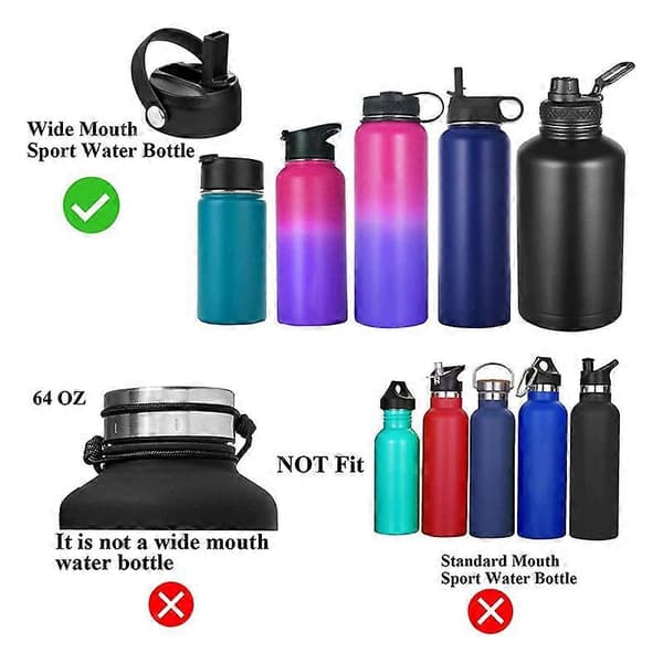 Sugerrørslokk for Hydro Flask Wide Mouth 32 40 Oz, Sugerrørslokk med Håndtak og Sugerrør, Erstatning Sports S