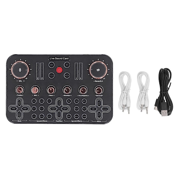 Live Lydkort Stemmeskifter Lydbord Bluetooth Audio Mikser for Gitaropptak Gaming