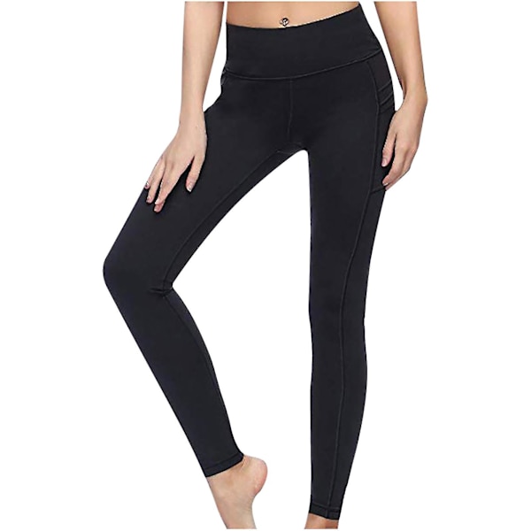 Tflycq Dammode Casual Solida Leggings med två fickor Sport Niopunkts Yogabyxor L